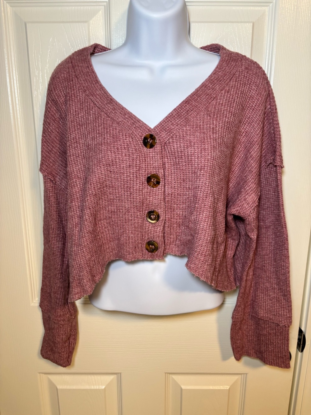 Wild Moss mauve cropped cardigan-size medium